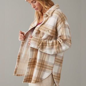 AE Oversized Plaid Fleece And Love Shacket